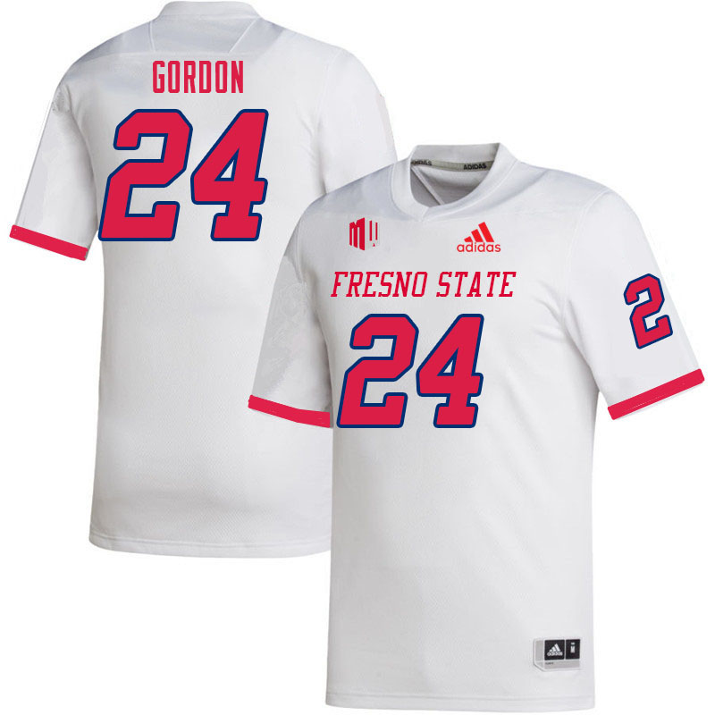 Men #24 Chrishawn Gordon Fresno State Bulldogs College Football Jerseys Sale-White - Click Image to Close